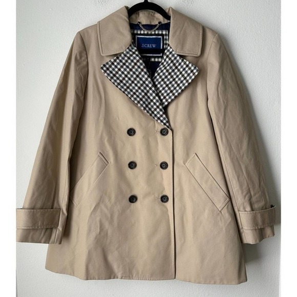 J.Crew Pleated Trench Coat Italian Wool Lapel - Picture 2 of 6